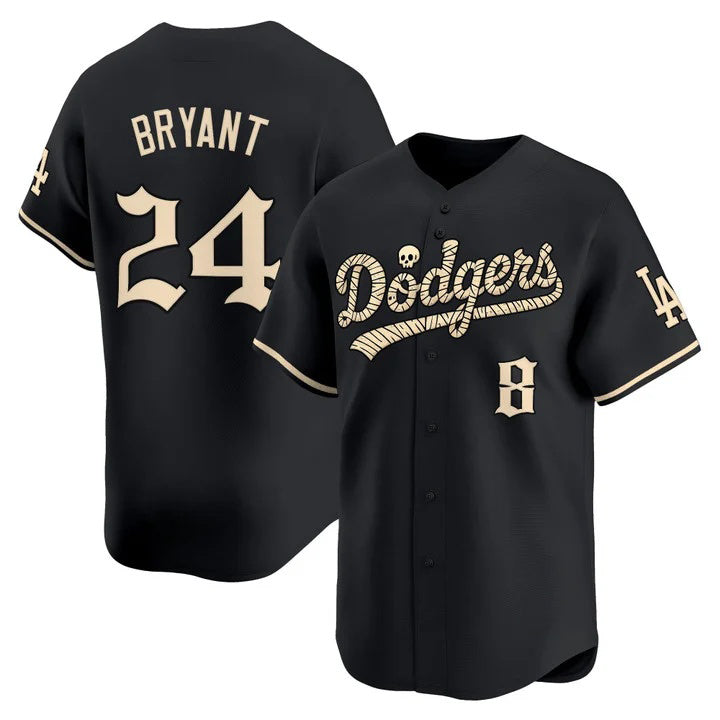 Los Angeles Dodgers Front #8 Back #24 Kobe Bryant Black 'Halloween Mummy Edition' Premier Limited Stitched Baseball jersey Tomch