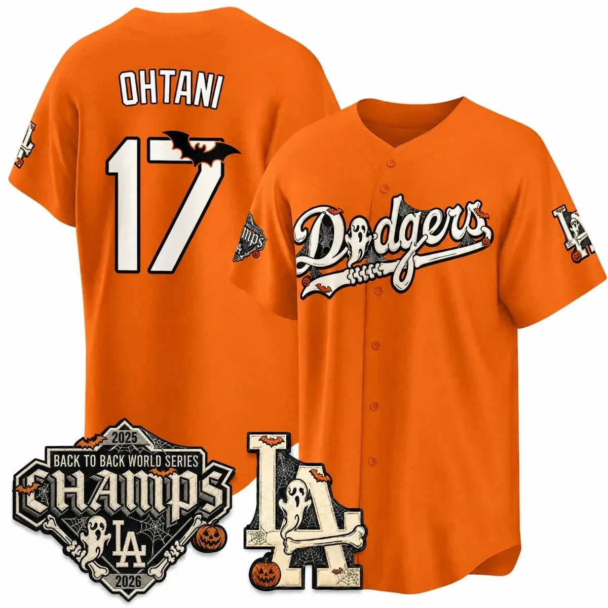 Los Angeles Dodgers #17 Shohei Ohtani Orange Halloween 2026 Baseball jersey Tomch