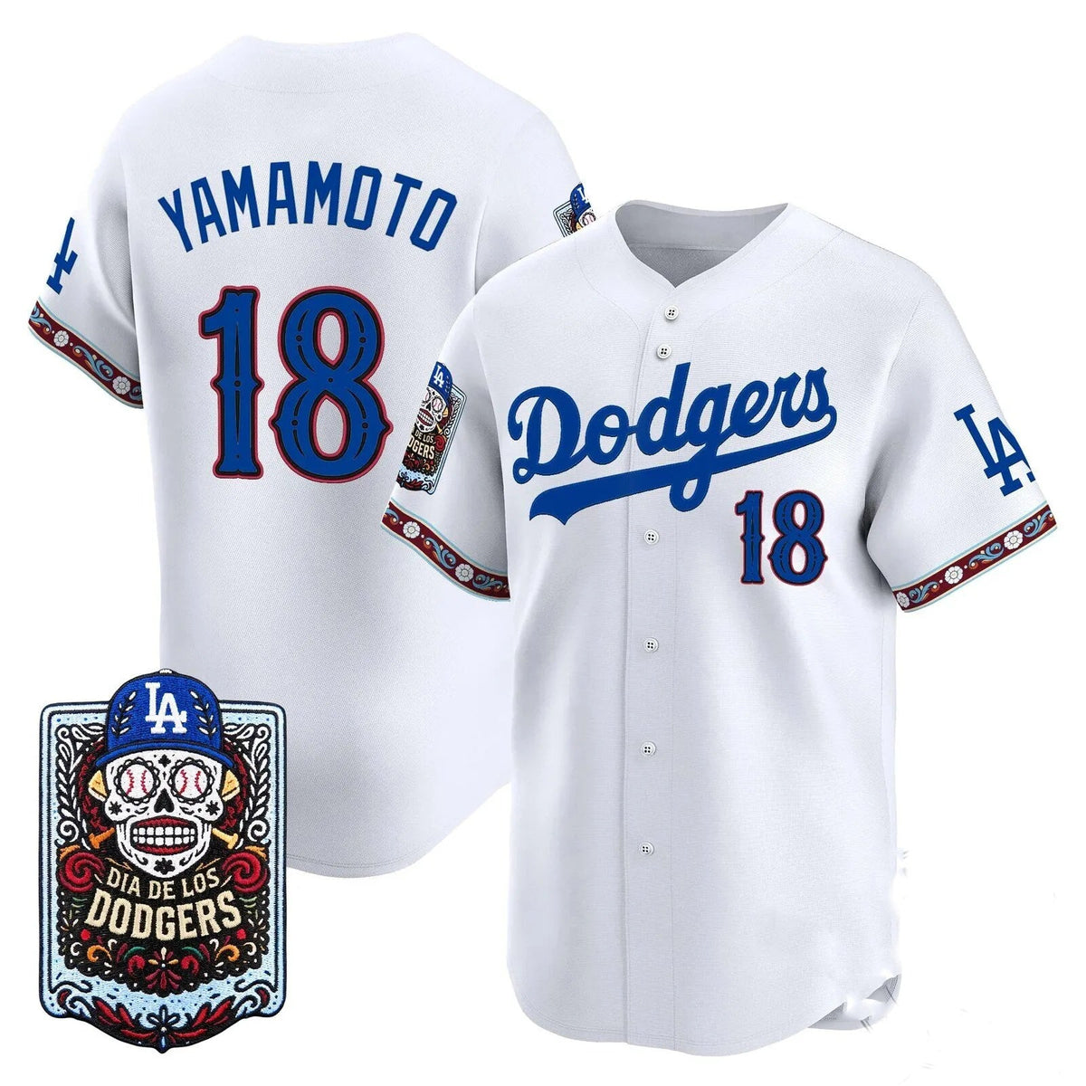 Los Angeles Dodgers #18 Yoshinobu Yamamoto x Dia De Los Muertos White 2026 Baseball jersey Tomch