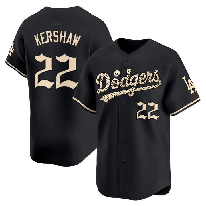 Los Angeles Dodgers #22 Clayton Kershaw Black 'Halloween Mummy Edition' Premier Limited jersey Tomch - Stitched Baseball jersey Tomch