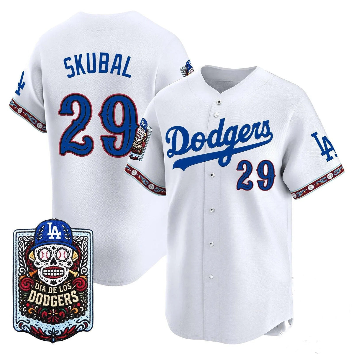 Los Angeles Dodgers #29 Tarik Skubal x Dia De Los Muertos White 2026 Baseball jersey Tomch