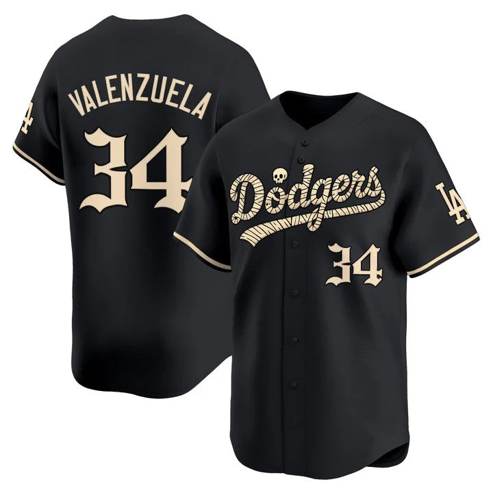 Los Angeles Dodgers #34 Fernando Valenzuela Black 'Halloween Mummy Edition' Premier Limited jersey Tomch - Stitched Baseball jersey Tomch