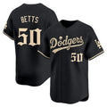 Los Angeles Dodgers #50 Mookie Betts Black 'Halloween Mummy Edition' Premier Limited - Stitched Baseball jersey Tomch