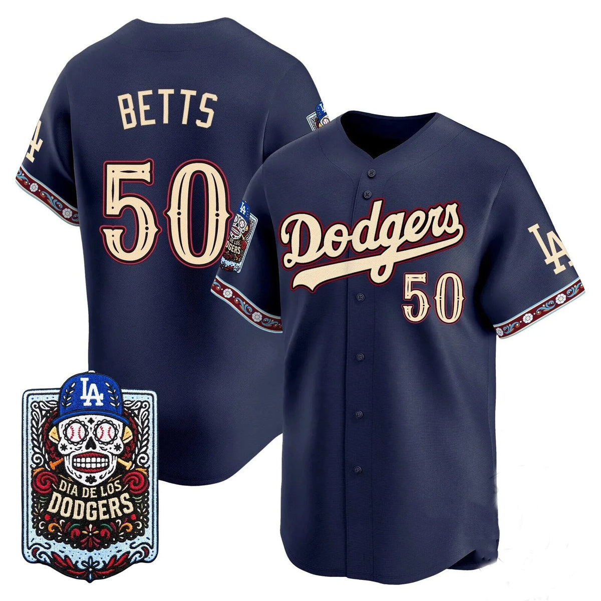 Los Angeles Dodgers #50 Mookie Betts x Dia De Los Muertos Navy 2026 Baseball jersey Tomch
