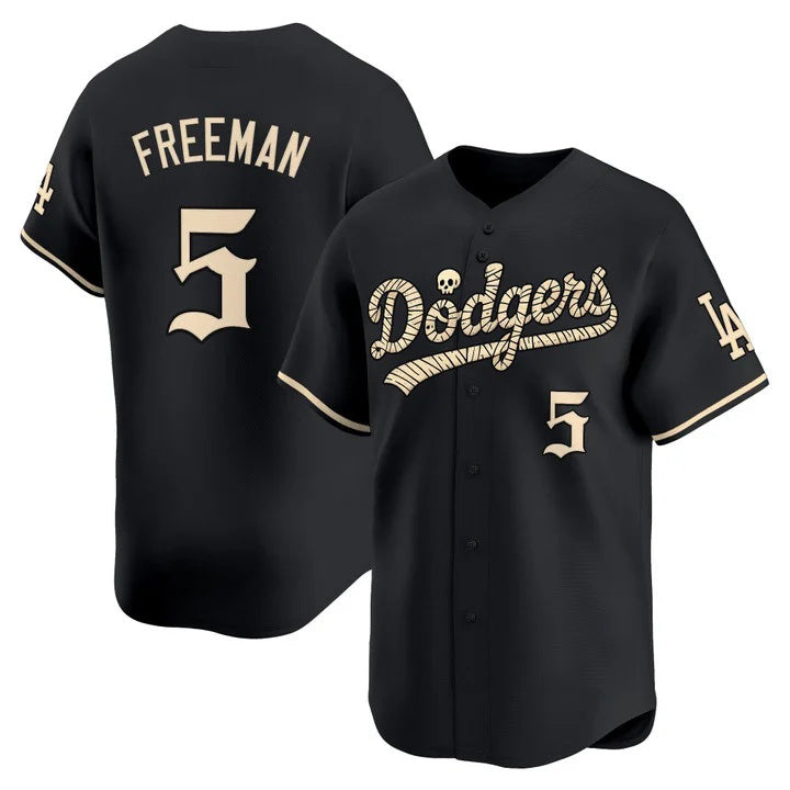 Los Angeles Dodgers #5 Freddie Freeman Black 'Halloween Mummy Edition' Premier Limited - Stitched Baseball jersey Tomch