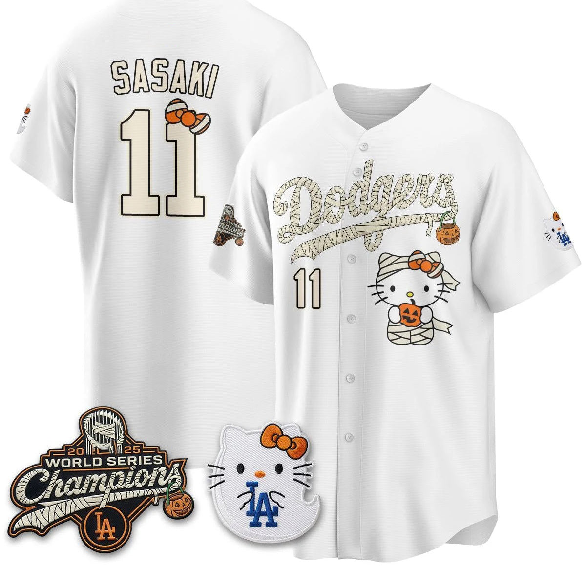 Los Angeles Dodgers #11 Roki Sasaki White Tomch Halloween 2026 Vapor V2- Stitched Jersey