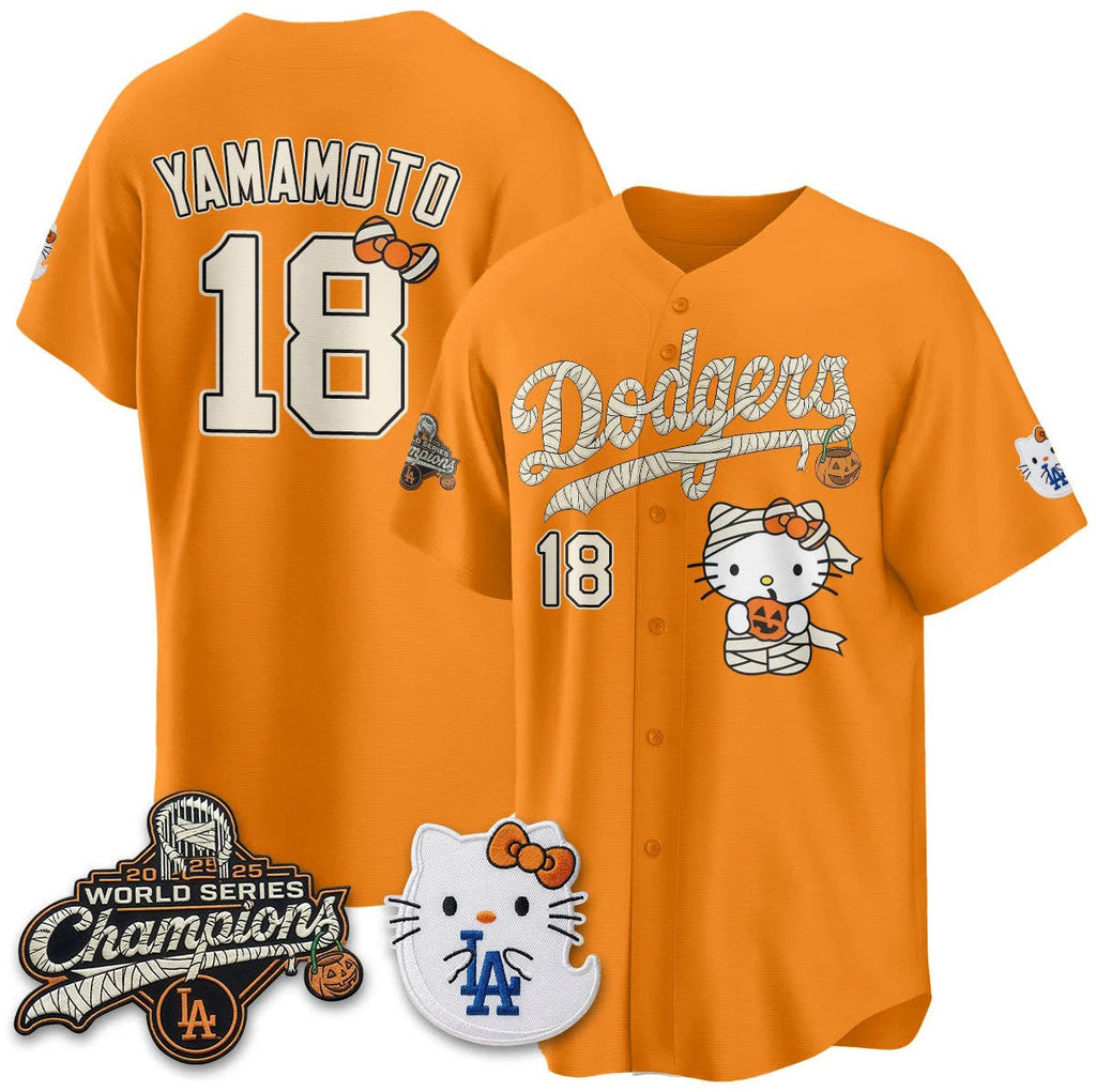 Los Angeles Dodgers #18 Yoshinobu Yamamoto Orange Tomch Halloween 2026 Vapor V2 Stitched Jersey