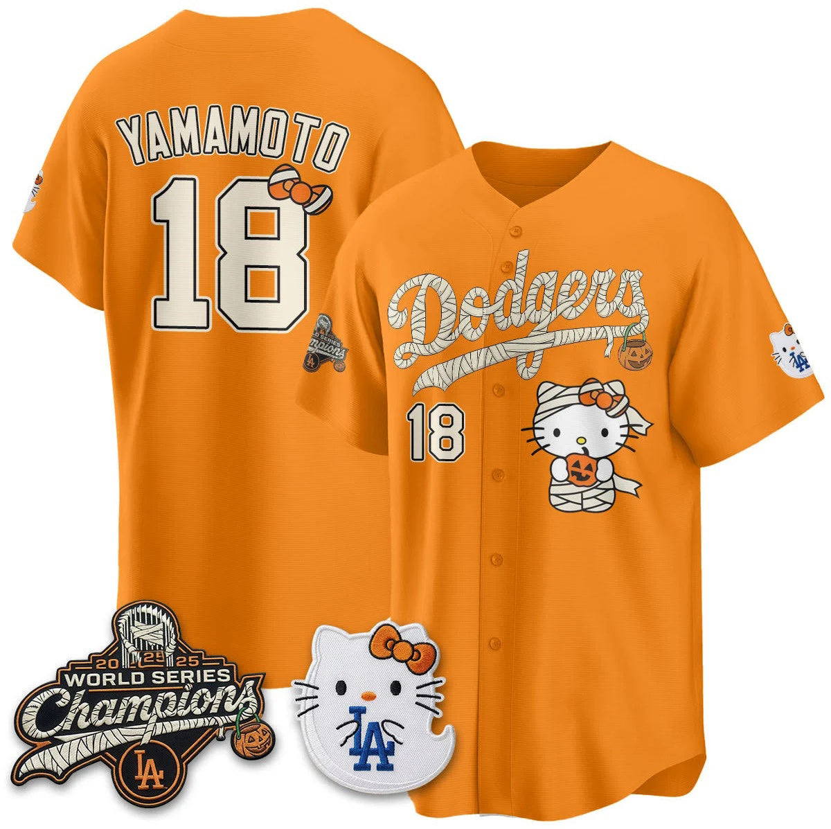 Los Angeles Dodgers #18 Yoshinobu Yamamoto Orange Tomch Halloween 2026 Vapor V2 Stitched Jersey