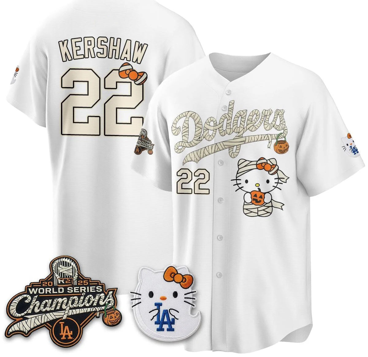 Los Angeles Dodgers #22 Clayton Kershaw White Tomch Halloween 2026 Vapor V2 Stitched Jersey