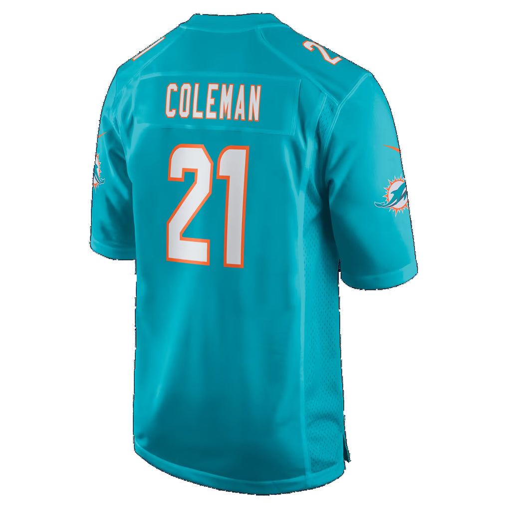 M.Dolphins #21 Kevin Coleman Aqua Team Game Football jersey Tomch