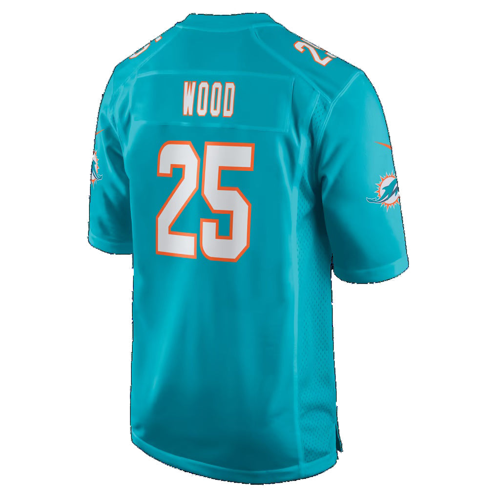 M.Dolphins #25 Julius Wood Aqua Team Game Football jersey Tomch