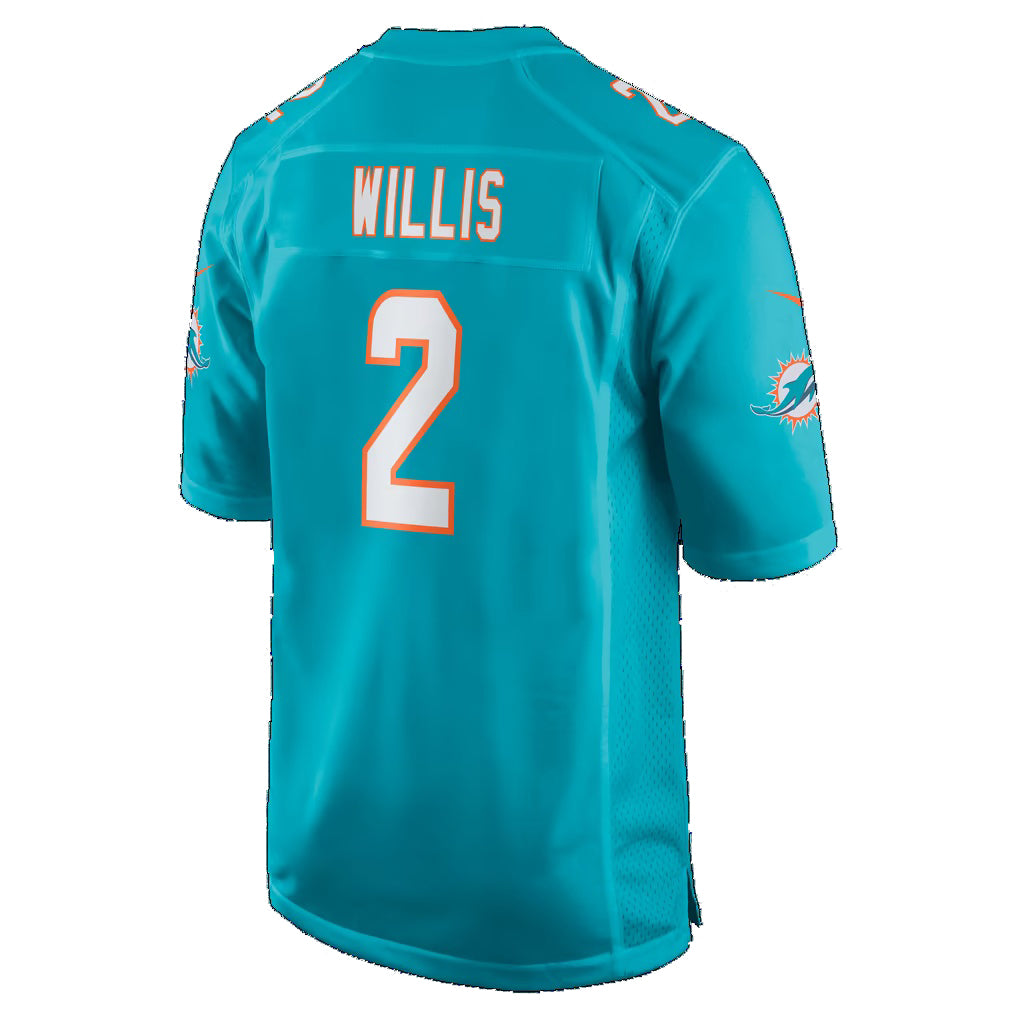 M.Dolphins #2 Malik Willis Aqua Game Football jersey Tomch