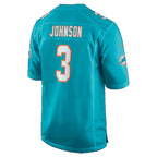 M.Dolphins #3 Chris Johnson Aqua Game Football jersey Tomch