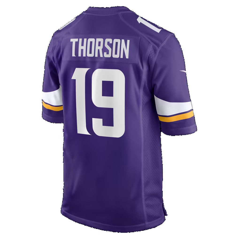 MN.Vikings #19 Brett Thorson Purple Team Game Football jersey Tomch