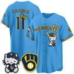 Milwaukee Brewers #11 Jackson Chourio Blue Tomch Meow KT Night Vapor Limited All Stitched Jersey