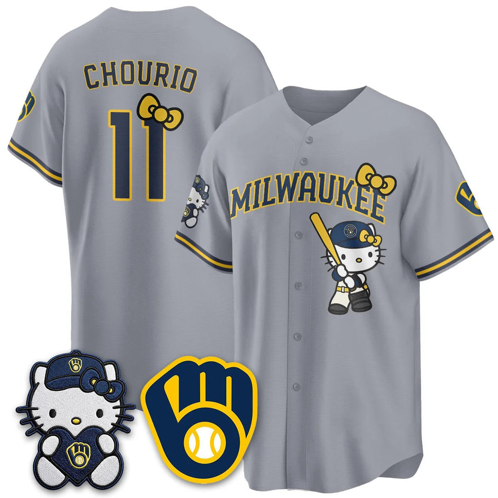 Milwaukee Brewers #11 Jackson Chourio Gray Tomch Meow KT Night Vapor Limited All Stitched Jersey
