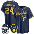 Milwaukee Brewers #24 William Contreras Navy Tomch Meow KT Night Vapor Limited All Stitched Jersey