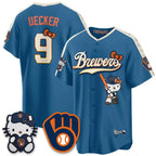 Milwaukee Brewers #9 Bob Uecker Mineral Blue Tomch Meow KT Night Vapor Limited All Stitched Jersey
