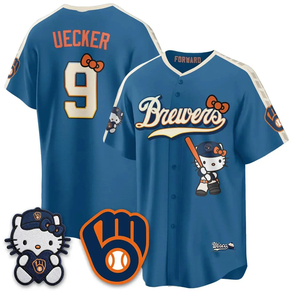 Milwaukee Brewers #9 Bob Uecker Mineral Blue Tomch Meow KT Night Vapor Limited All Stitched Jersey
