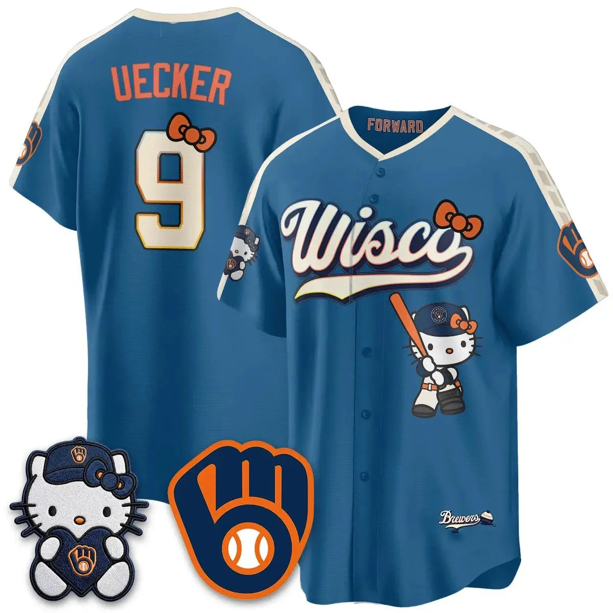 Milwaukee Brewers #9 Bob Uecker Mineral Blue Tomch Meow KT Night Vapor Limited All Stitched Jersey 2