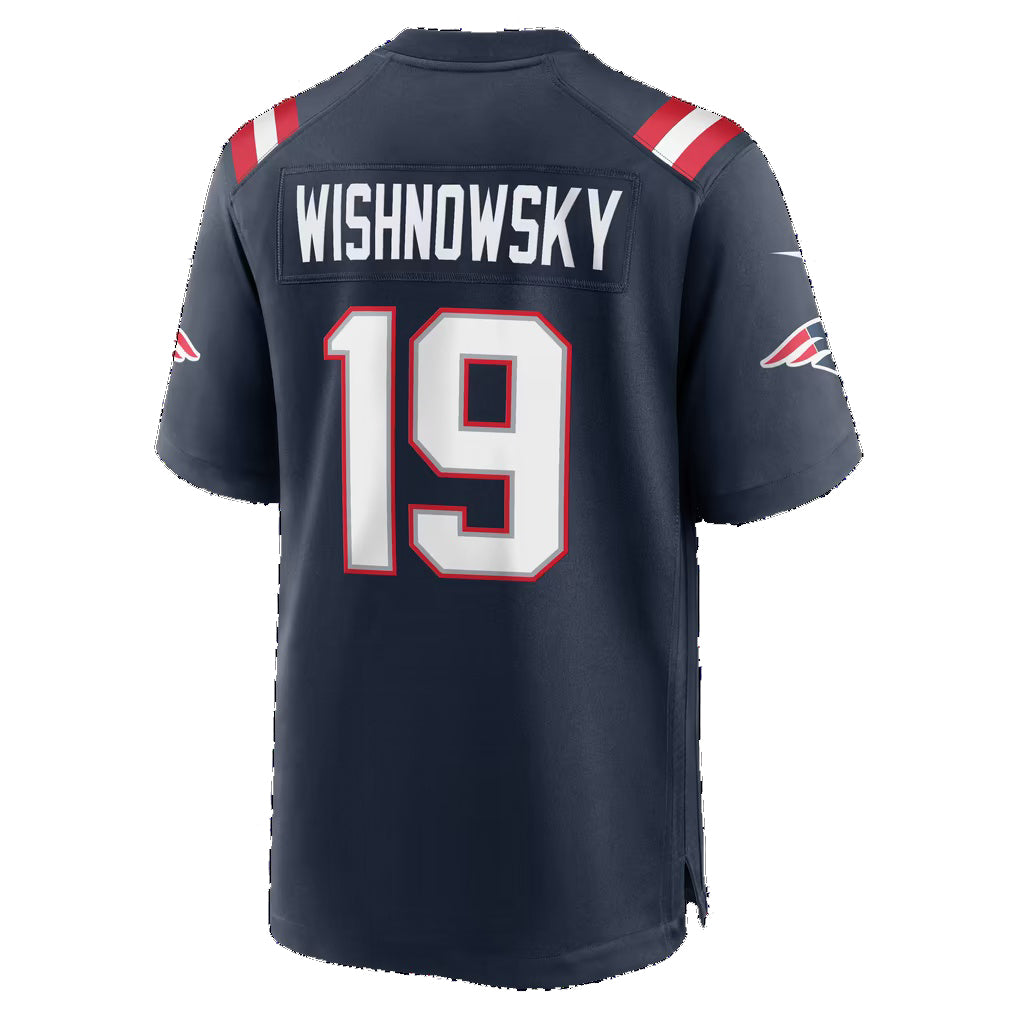 NE.Patriots #19 Mitch Wishnowsky Navy Team Game Football jersey Tomch