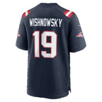 NE.Patriots #19 Mitch Wishnowsky Navy Team Game Football jersey Tomch