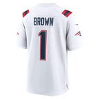 NE.Patriots #1 A.J. Brown White Tomch Game Jersey