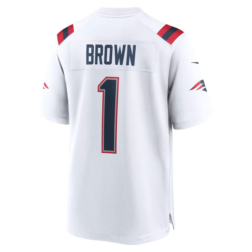 NE.Patriots #1 A.J. Brown White Tomch Game Jersey