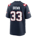 NE.Patriots #33 Mike Brown Navy Team Game Football jersey Tomch