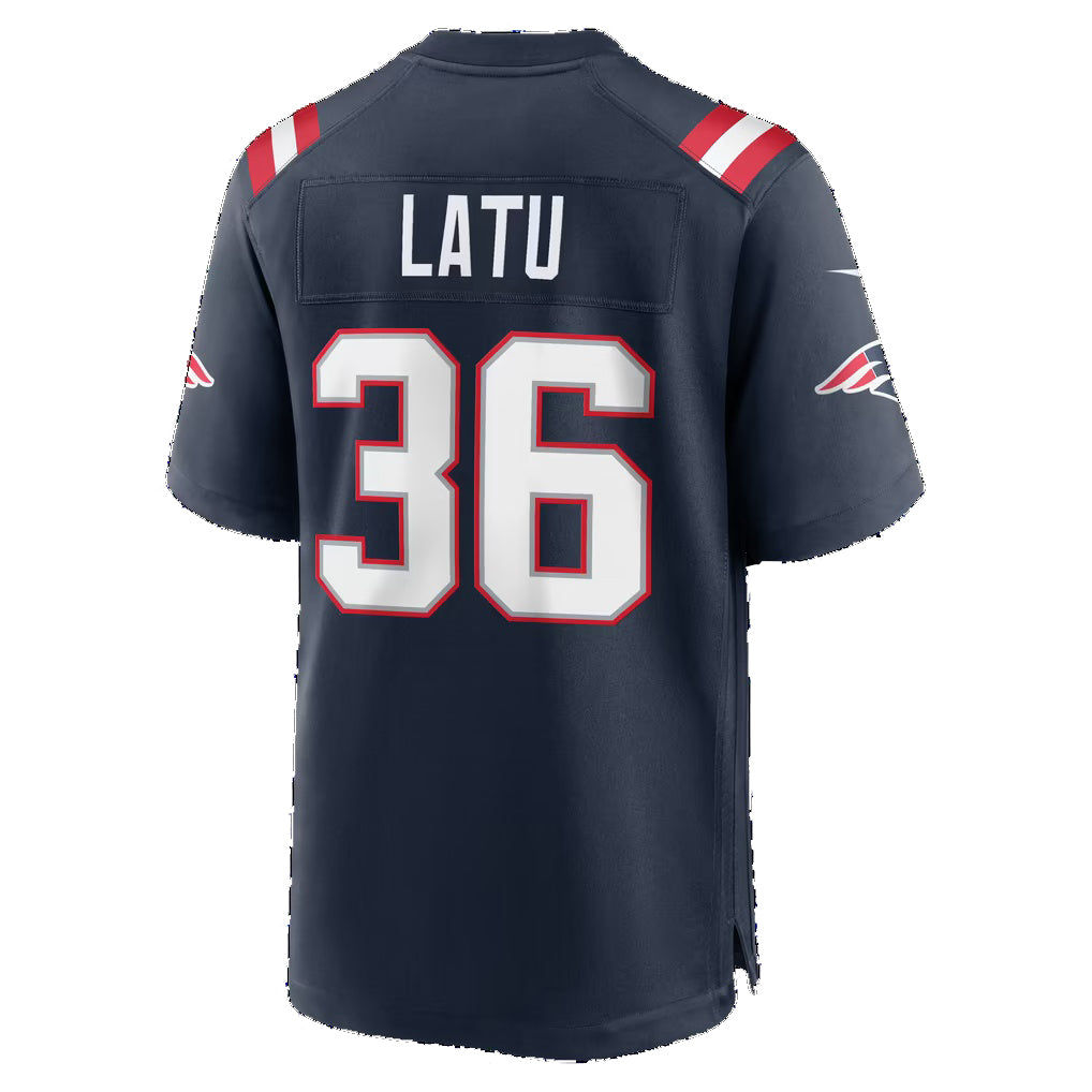 NE.Patriots #36 Cameron Latu Navy Team Game Football jersey Tomch