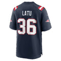 NE.Patriots #36 Cameron Latu Navy Team Game Football jersey Tomch