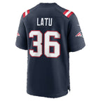 NE.Patriots #36 Cameron Latu Navy Team Game Football jersey Tomch