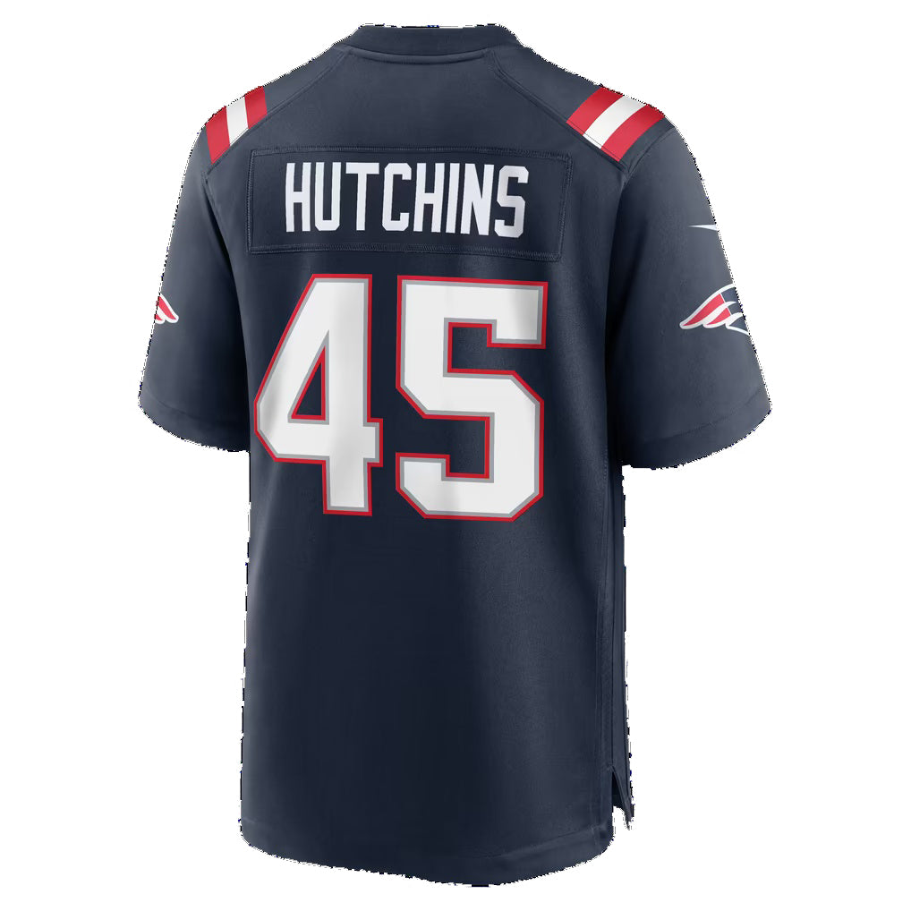 NE.Patriots #45 Quintayvious Hutchins Navy Team Game Football jersey Tomch