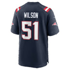 NE.Patriots #51 Riley Wilson Navy Team Game Football jersey Tomch