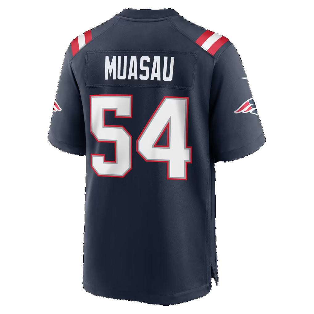 NE.Patriots #54 Darius Muasau Navy Team Game Football jersey Tomch
