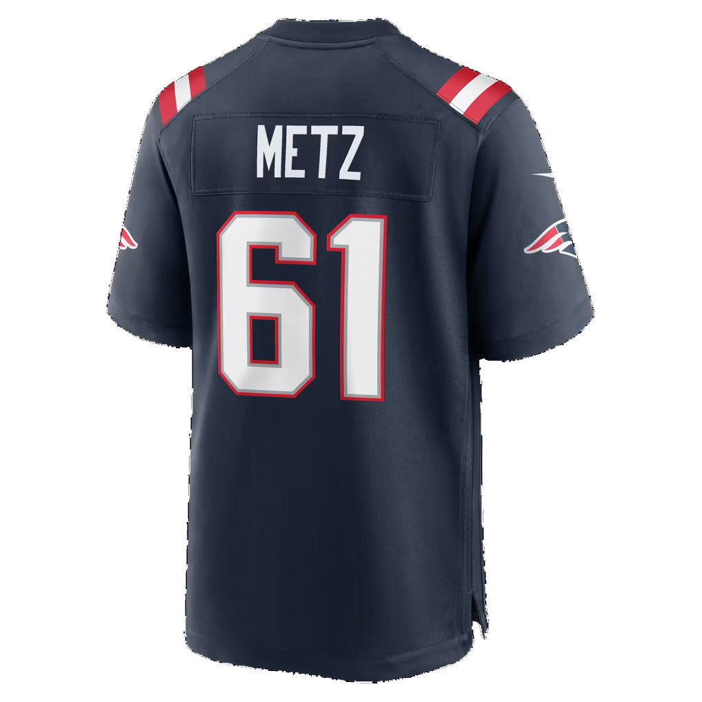 NE.Patriots #61 Lorenz Metz Navy Team Game Football jersey Tomch
