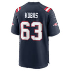NE.Patriots #63 Jake Kubas Navy Team Game Football jersey Tomch