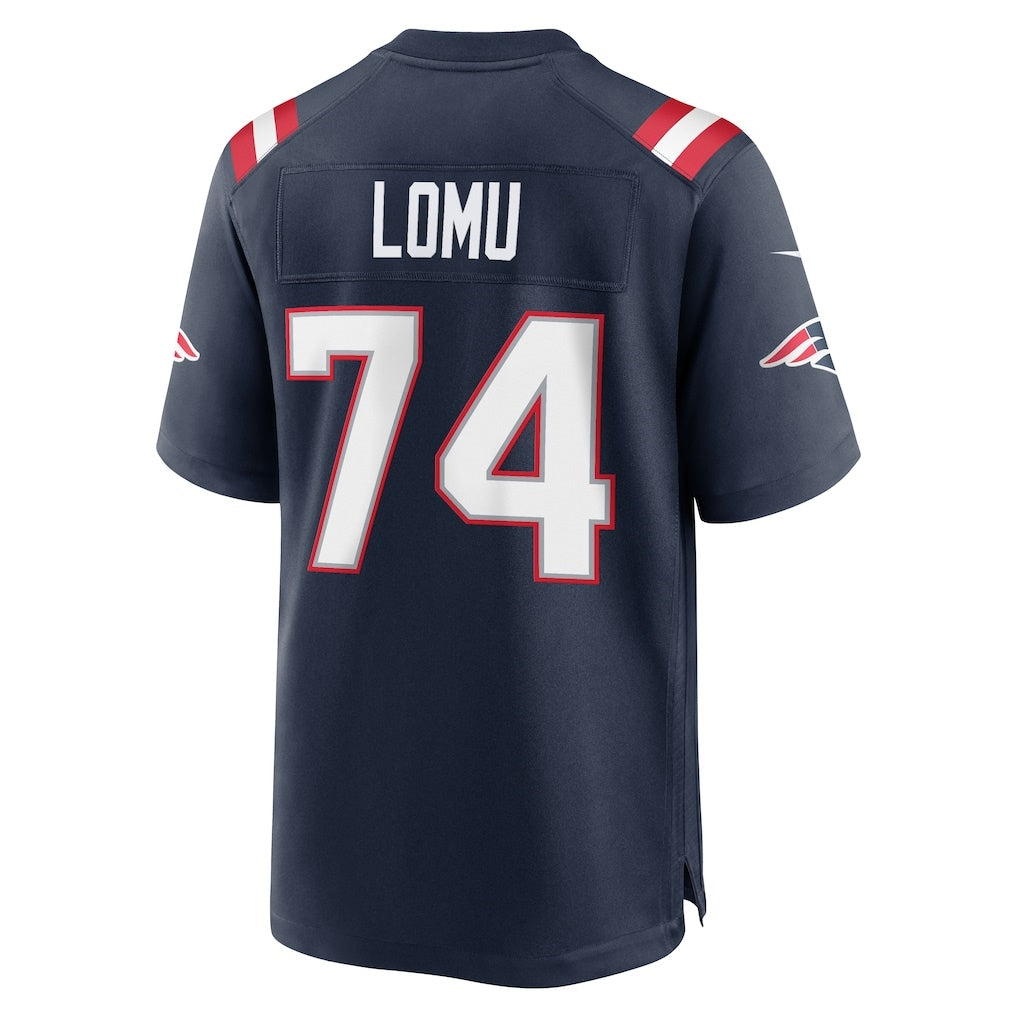 NE.Patriots #74 Caleb Lomu Navy Team Game Jersey Tomch