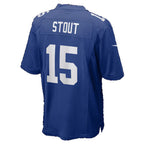NY.Giants #15 Jordan Stout Royal Team Game Football jersey Tomch