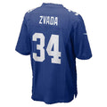 NY.Giants #34 Dominic Zvada Royal Tomch Team Game Jersey