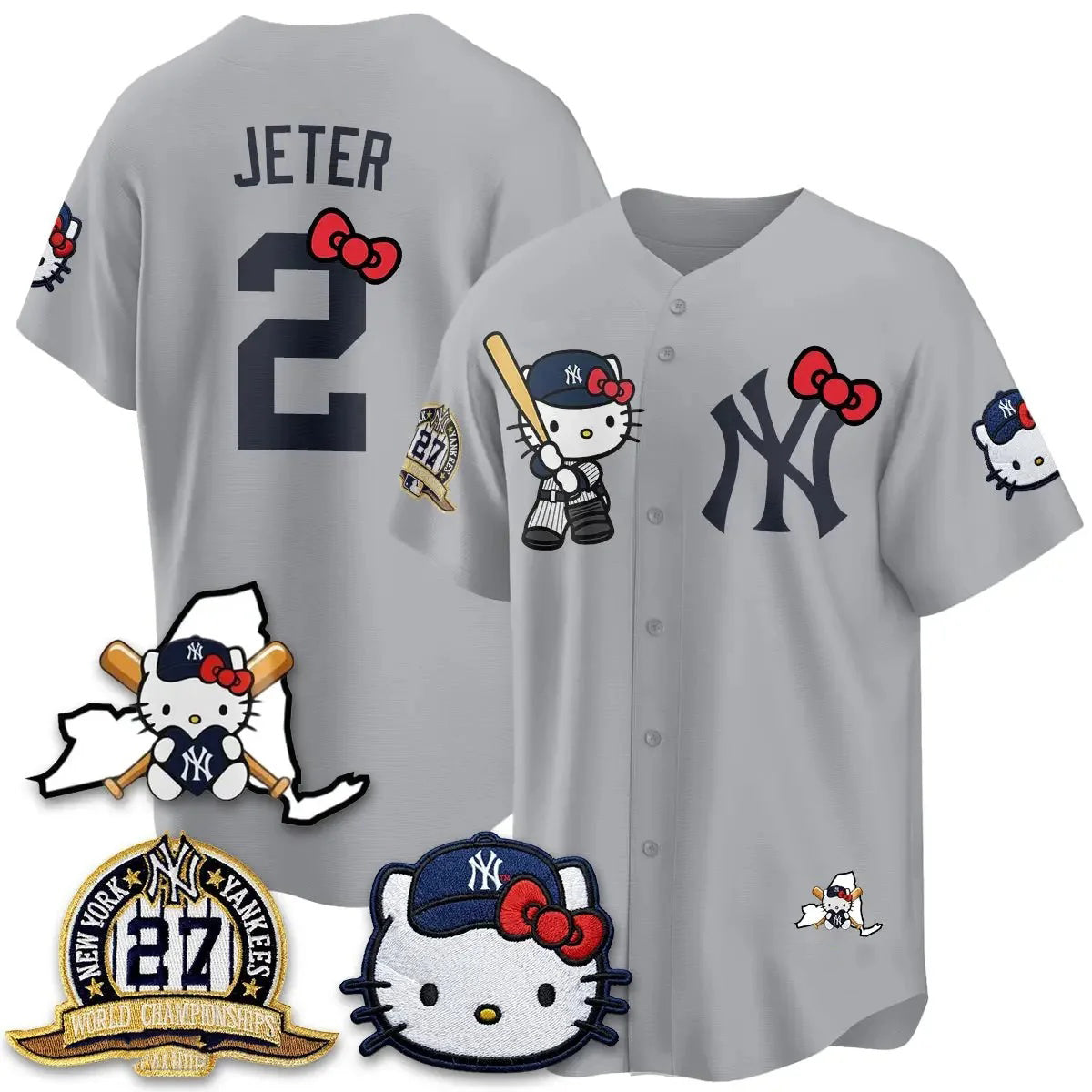 New York Yankees #2 Derek Jeter Gray Tomch Meow KT 2026 Vapor Limited All Stitched Jersey