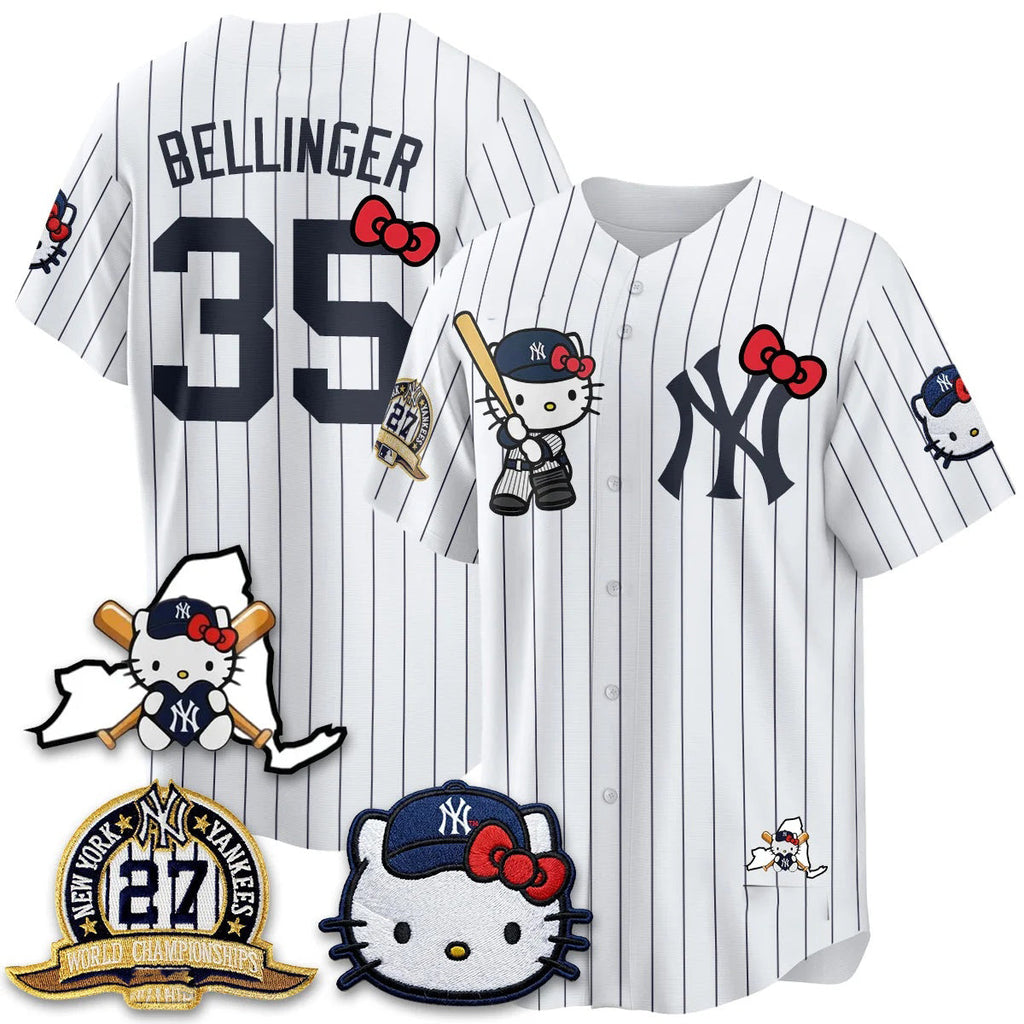 New York Yankees #35 Cody Bellinger Stripes White Tomch Meow KT 2026 Vapor Limited All Stitched Jersey