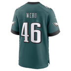 P.Eagles #46 Joshua Weru Midnight Green Team Game Football jersey Tomch