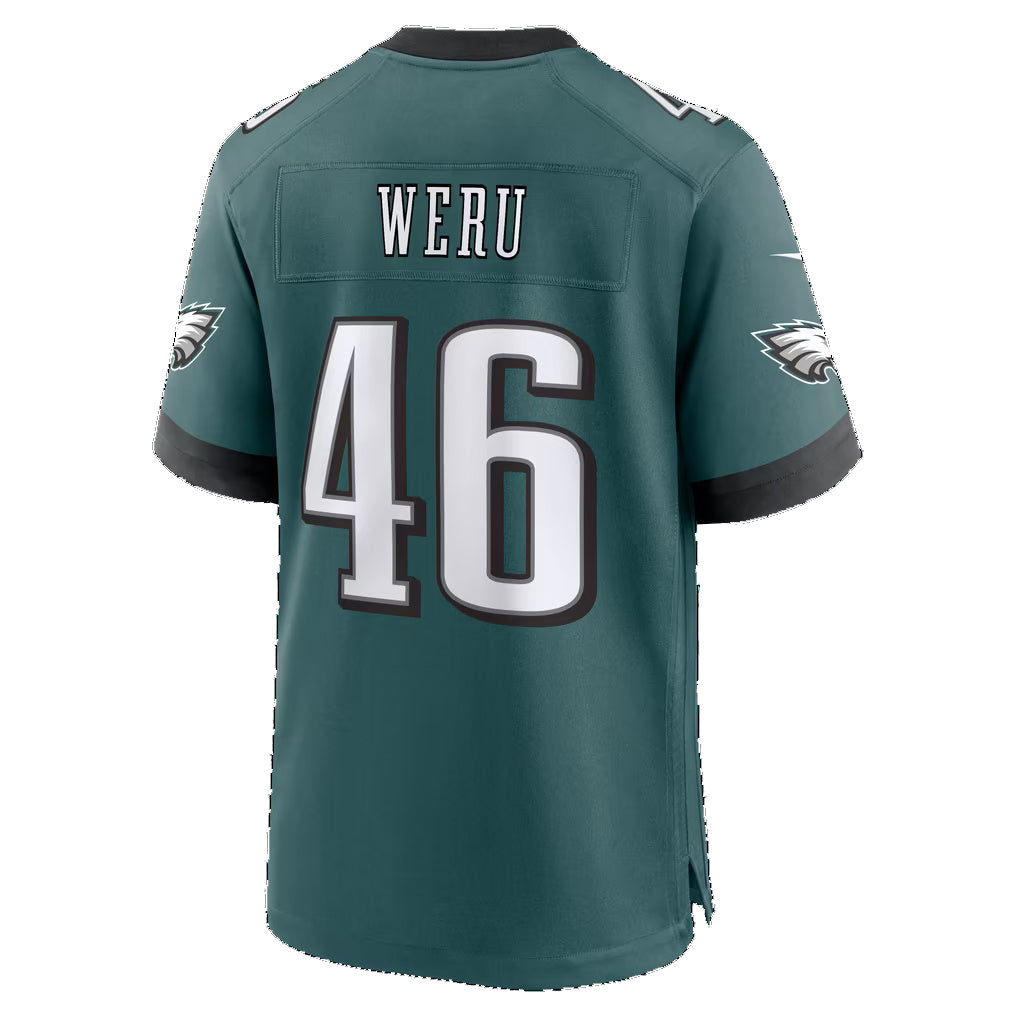 P.Eagles #46 Joshua Weru Midnight Green Team Game Football jersey Tomch