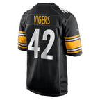 P.Steelers #42 Car'lin Vigers Black Team Game Football jersey Tomch
