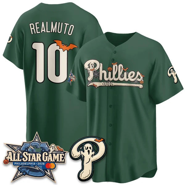 Philadelphia Phillies #10 J.T. Realmuto Green Tomch Halloween 2026 Vapor Limited Stitched Jersey
