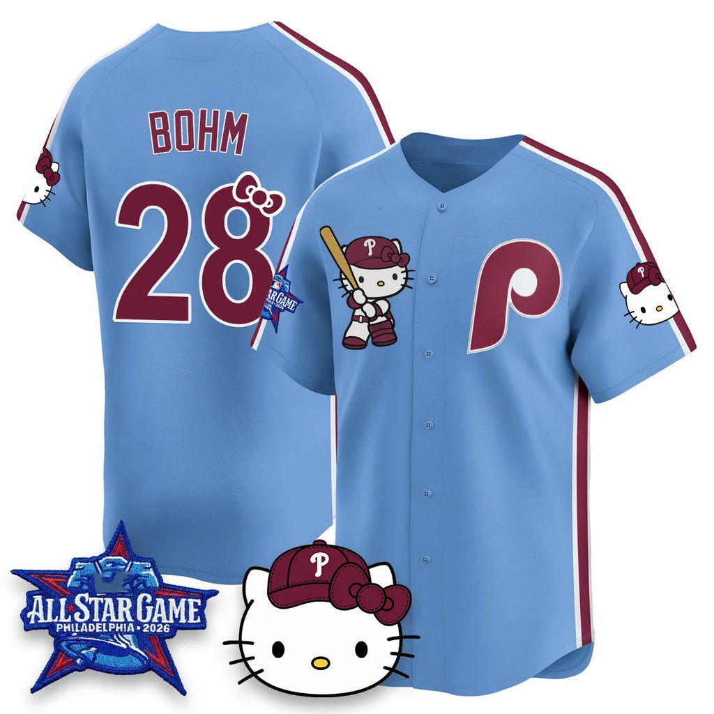 Philadelphia Phillies #28 Alec Bohm Light Blue Tomch Meow KT Vapor Limited V2 Stitched Jersey