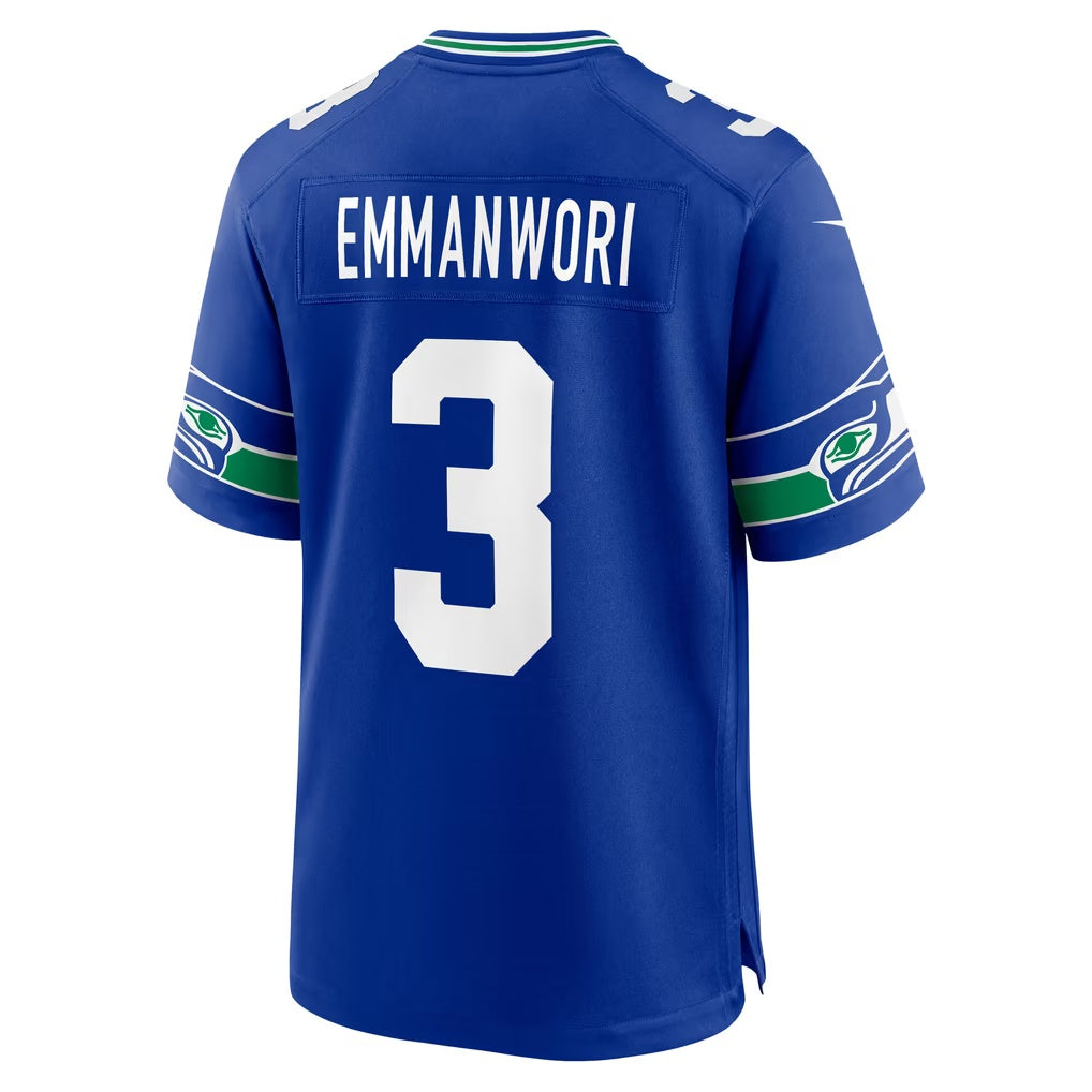 S.Seahawks #3 Nick Emmanwori Royal Alternate Game Player Football jersey Tomch