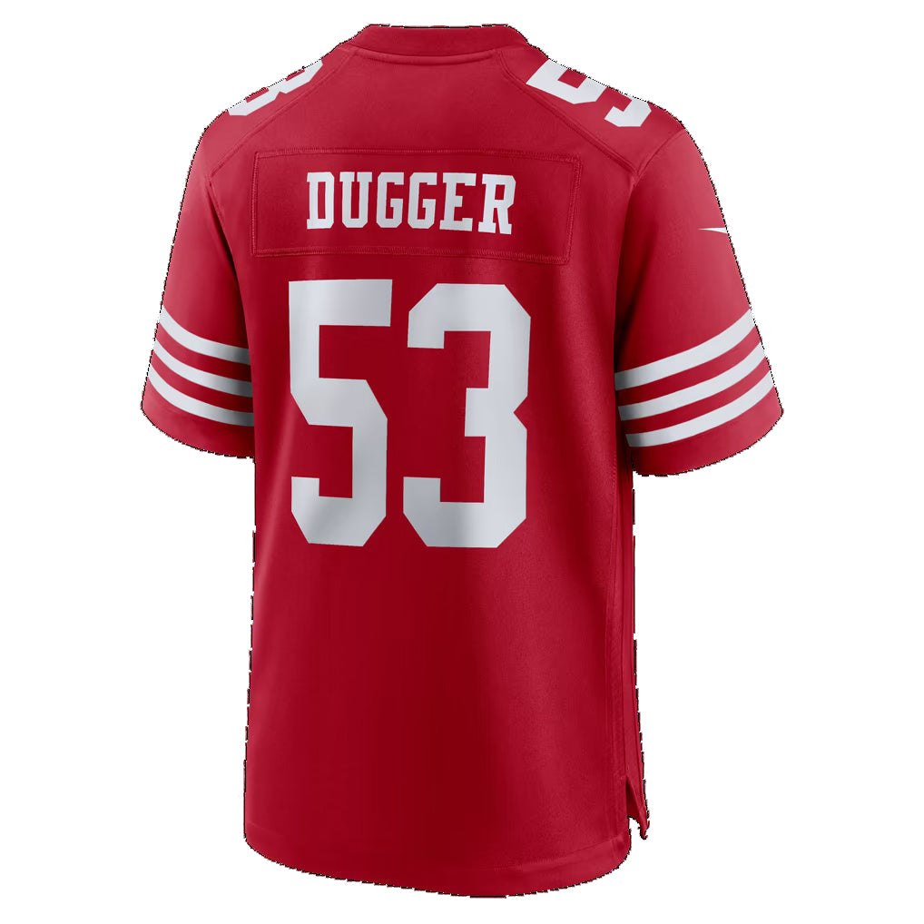 SF.49ers #53 Jaden Dugger Scarlet Team Game Football jersey Tomch