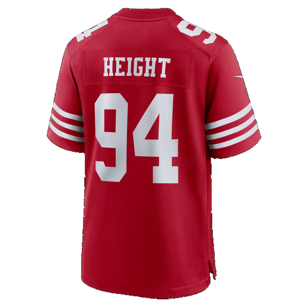 SF.49ers #94 Romello Height Scarlet Team Game Football jersey Tomch